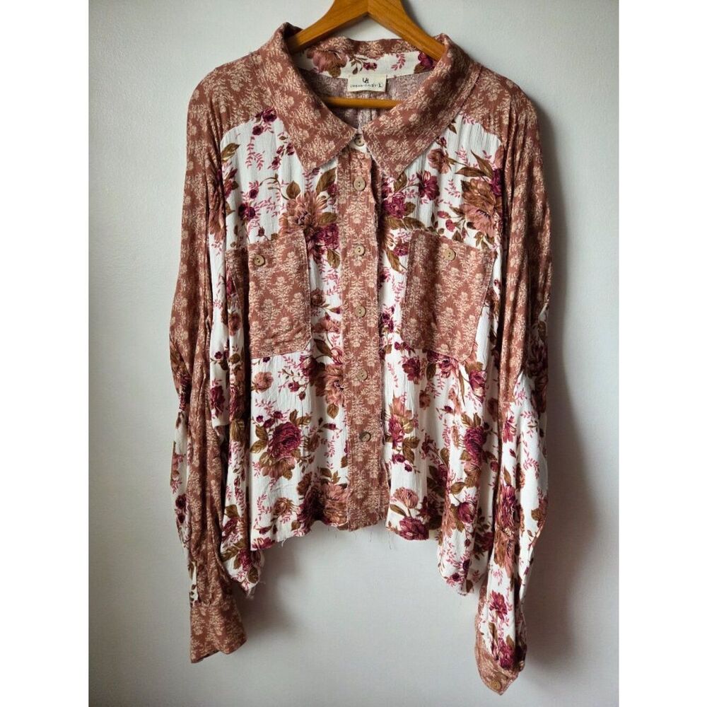 NWOT URBAN DAIZY FLORAL BOHO OVERSIZED COTTAGE CORE SHIRT TOP SIZE L